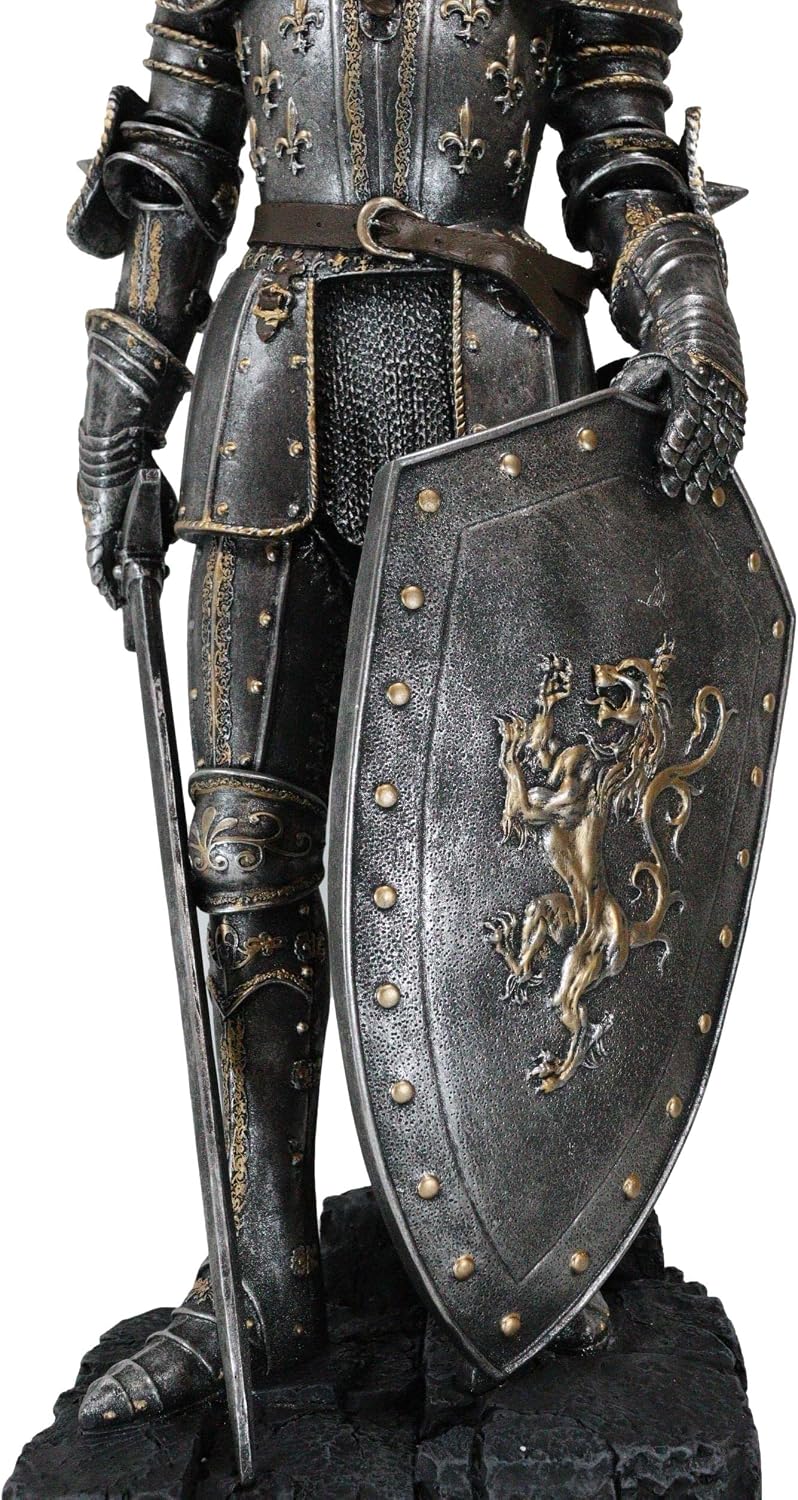 Ebros Gift Large 28.75" High Sir William Marshall Medieval Suit of Armor Warrior Knight Swordsman Statue Royal Lion Heraldry Crest Coat of Arms Knights of Chivalry Home Decor Figurine