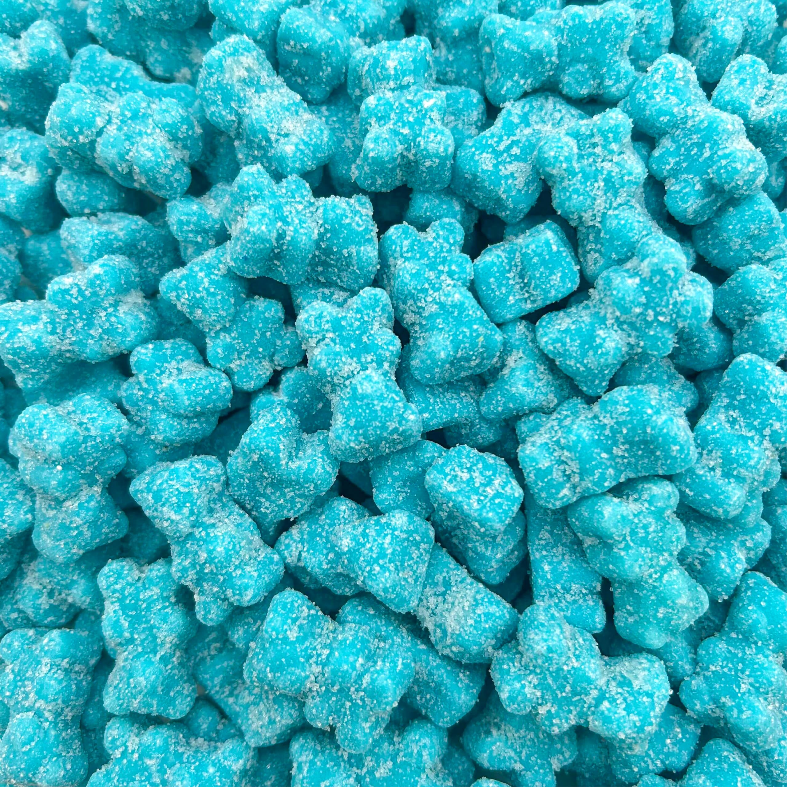 Sour Bears Gummy Candy | 1 Lb Bag | Blue Raspberry Jelly Candies | Gelatin Free Gummi Bears | Neon Blue Gummies for Gender Reveal, Baby Showers & Buffets