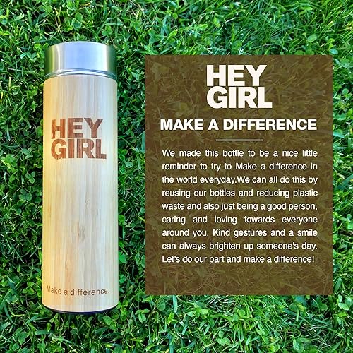 Miniatura 6 de Hey Girl - Botella infusor de té de bambú con colador de té, botella de agua aislada de acero inoxidable para té y café de hojas sueltas, vaso de té