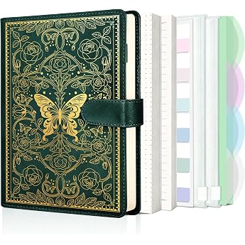 Notebook Ring Binder A5 Refillable, A5 Binder with 6 Rings, Portable Leather Ring Binder with Refill Paper &amp; Binder Pockets, 