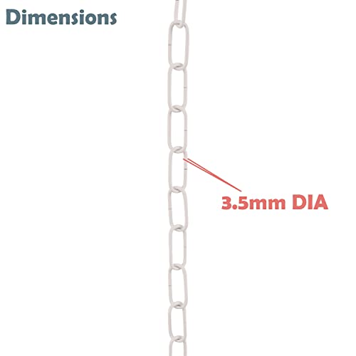 Image of Aspen Creative 21120-01-2, Steel 3 Feet Heavy Duty Chain For Hanging Up Maximum Weight 60 Pounds - Lighting Fixture /Swag Light /Plants In Matte White, 10 Gauge, Set of 2,