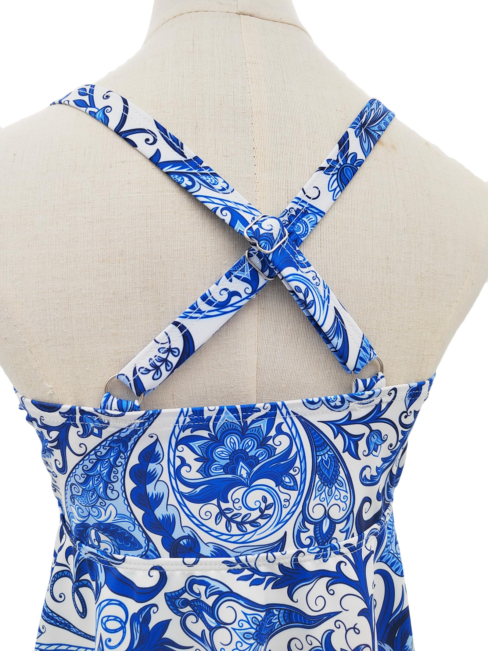 Damskie 2-częściowe zestawy tankini Twist Front Tankini Top z szortami kontrola brzucha stroje kąpielowe kwiatowy strój kąpielowy