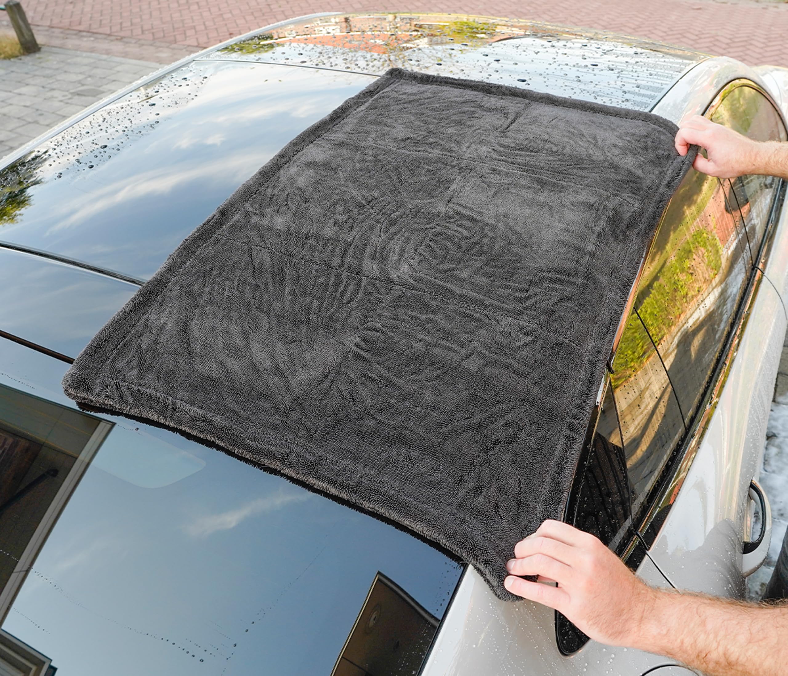 CROP Downforce Auto Trockentuch XXL - Mikrofaser Tuch 2000g/m² - Ultra Saugfähig Poliertuch - Car Detailing Auto Mikrofasertuch Streifenfrei