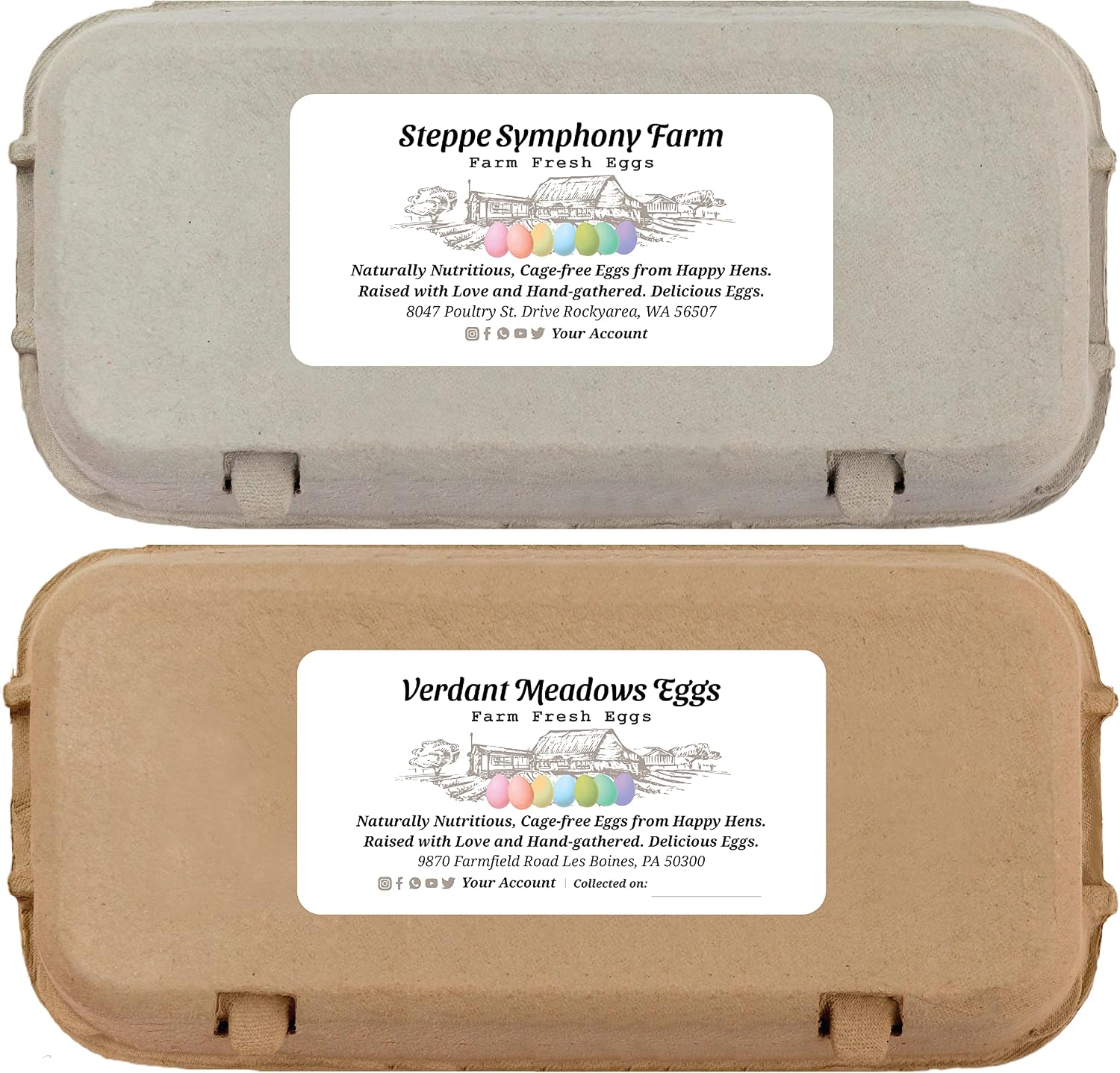 1,000 Sheets - VOL.1 - Custom Egg Carton Labels 4" x 2" Sticker Decal, Farm Fresh Eggs, Chicken Duck Quail, Personalize for Coop Supplies Clear Storing Extra Basket Box