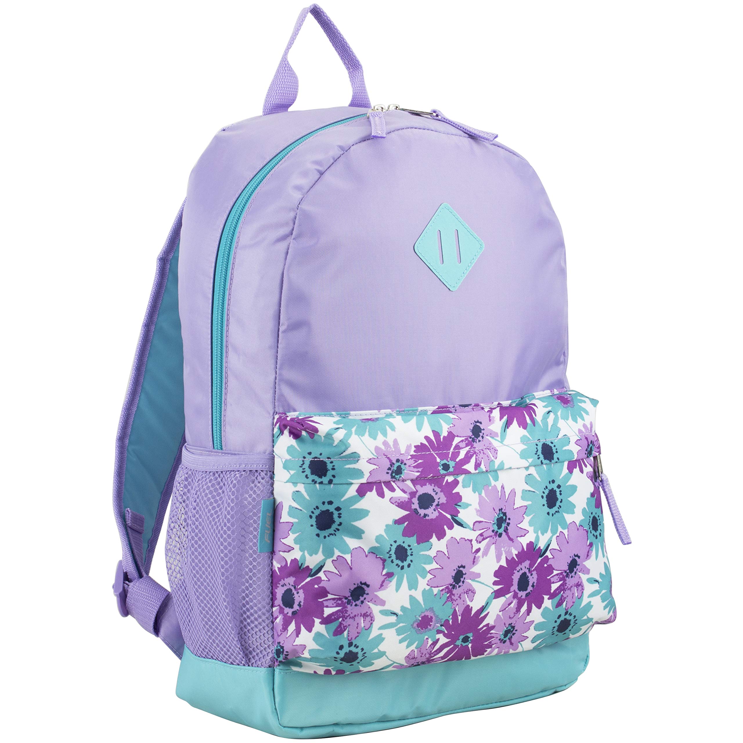 Eastsport Dome Classic Travel Daypack Backpack Bookbag Bag with Accessory Pouch, Lavender/Minty Blue/Floral Print