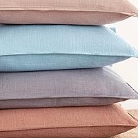 Vista 216 de Foindtower Paquete de 2 fundas de almohada decorativas de lino y liso, funda de cojín decorativa suave, estilo bohemio campestre para silla, sofá