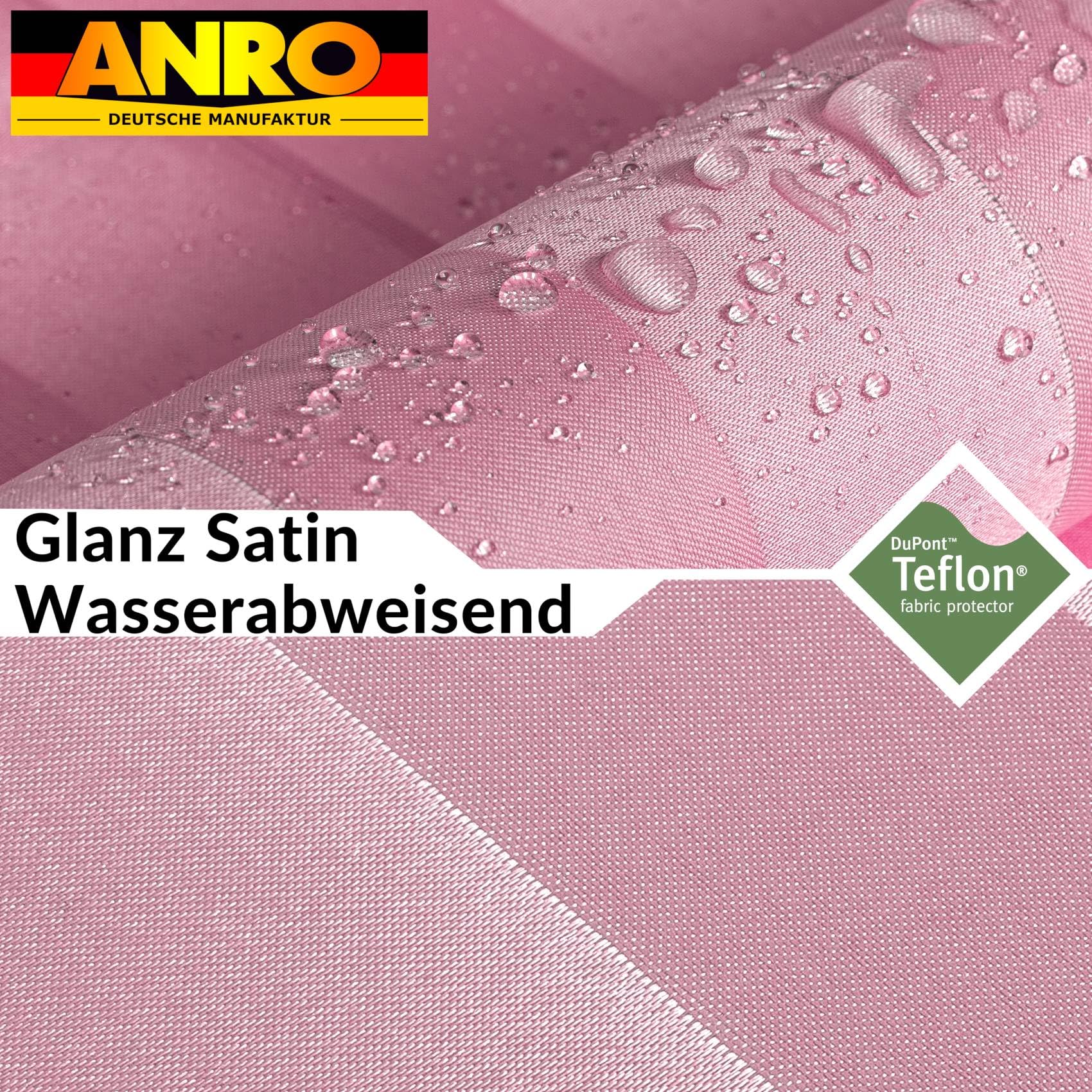 ANRO Tenda da doccia Rosa - poliestere impermeabile, lavabile, antimuffa, con anelli - 240 x 200 cm