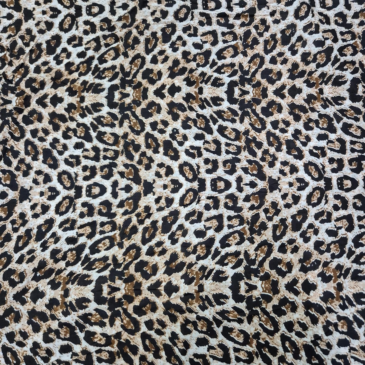 100% Cotton Fabric by The Yard - Hand Block Print 42” Width Precut Quilting Fabric for Sewing, Crafts & Home Decor (Snow Leopard Print, 5 Yard pre Cut)