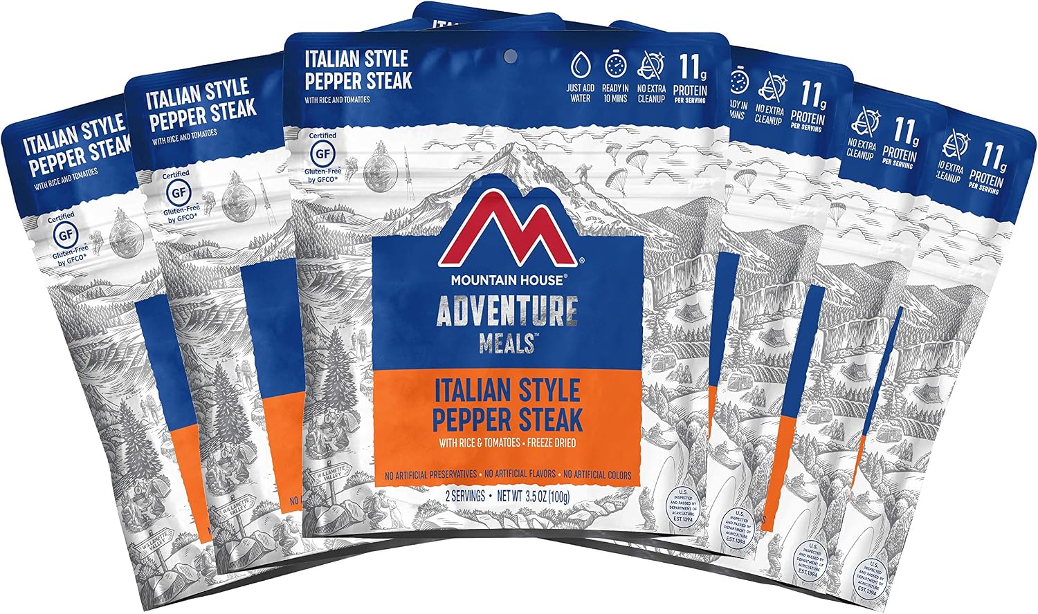 Mountain House Italian Style Pepper Steak| Freeze Dried Backpacking & Camping Food |6-Pack| Gluten-Free