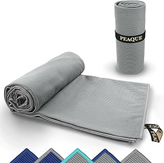 PEAQUE Mikrofaser Handtuch mit Struktur - Grau, 120x60 cm | Schnelltrocknend, Saugstark, Leicht - Reisehandtuch, Sporthandtuch, Badehandtuch, Duschhandtuch, Saunahandtuch, Fitness