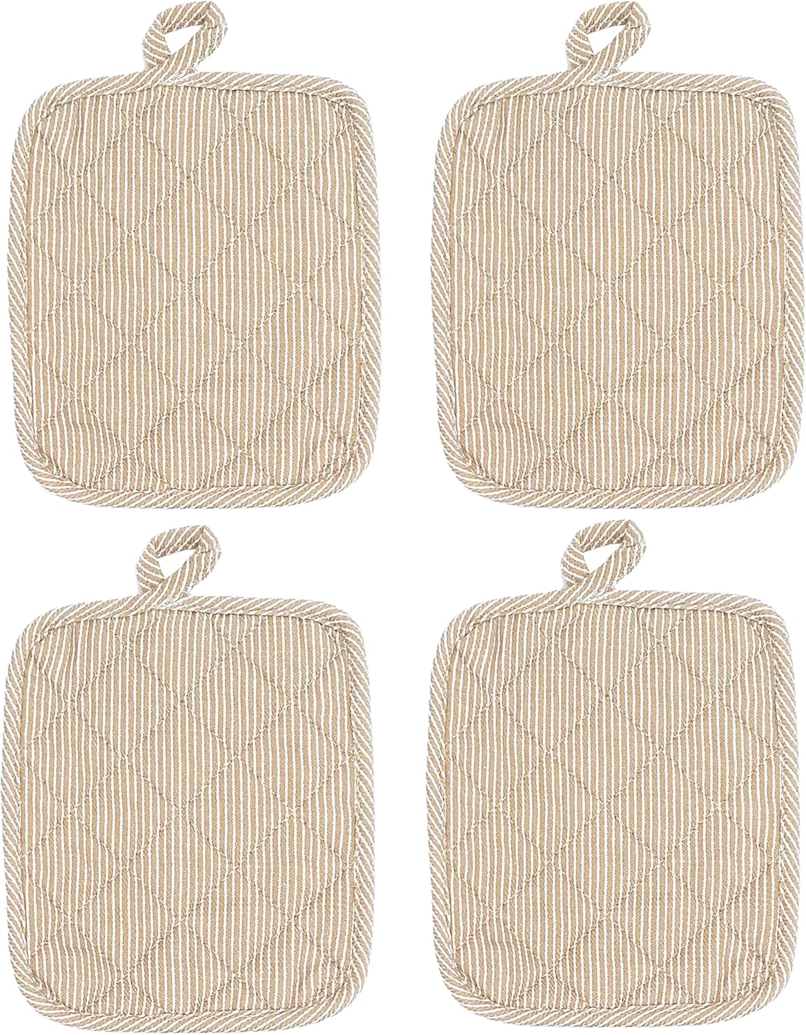 American Linen Beige Pot Holders 4-Pack: Non-Slip Heat Resistant Hot Pads for Kitchen Table Protection