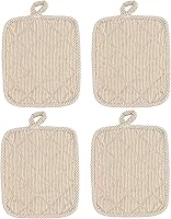 American Linen Beige Pot Holders 4-Pack: Non-Slip Heat Resistant Hot Pads for Kitchen Table Protection