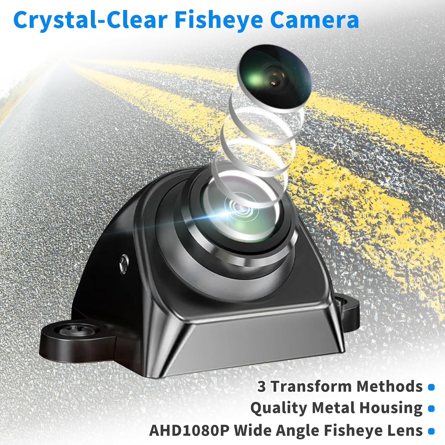 AHD1080P Car Park Assist Backup Reverse Camera with Video Format Rear Front Side View Cam Transform Adjustable Fisheye Lens Waterproof Night Vision 170 Degree Wide View