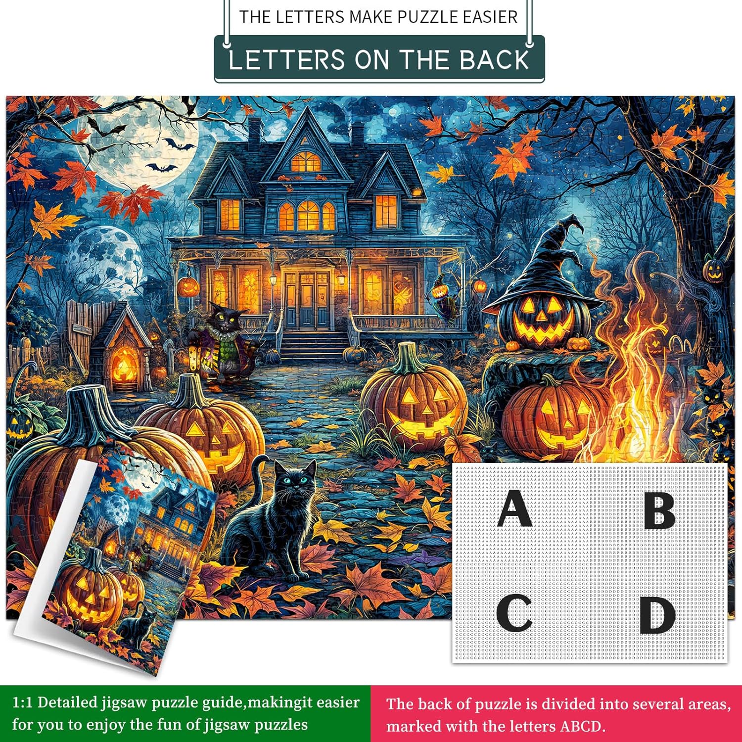 Halloween House Puzzles for Adults 1000 Piece, Jigsaw Puzzles 1000 Pieces, Impossible Hard Difficult Challenging Puzzles for Adults, Family Decoration Puzzle