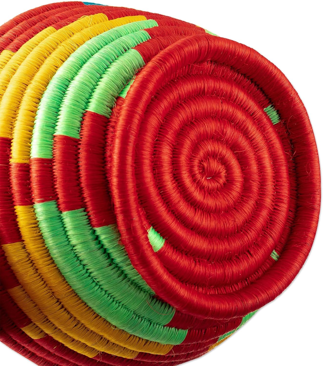 NOVICA Multicolor Red Natural Fiber Folk Art Decorative Bowl from Peru 'Guacamayas Summer'