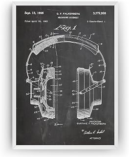 Magic Posters Headphones 1966 Patent Print - DJ Poster Music Room Giclee Art Wall Decor Vintage Blueprint Gift - Frame Not Included