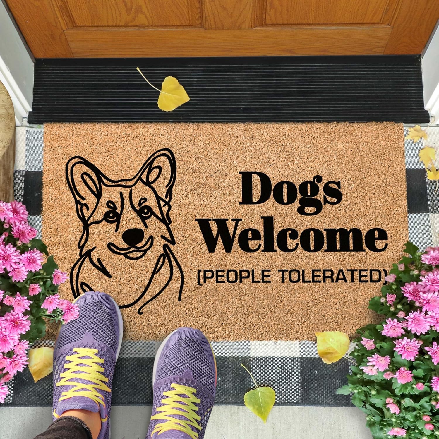 Coir Doormat Dogs Welcome Front Door Mat Indoor/Outdoor Heavy Duty Backing, 24x36" Inches, Coir Material, Made by My Sign Center