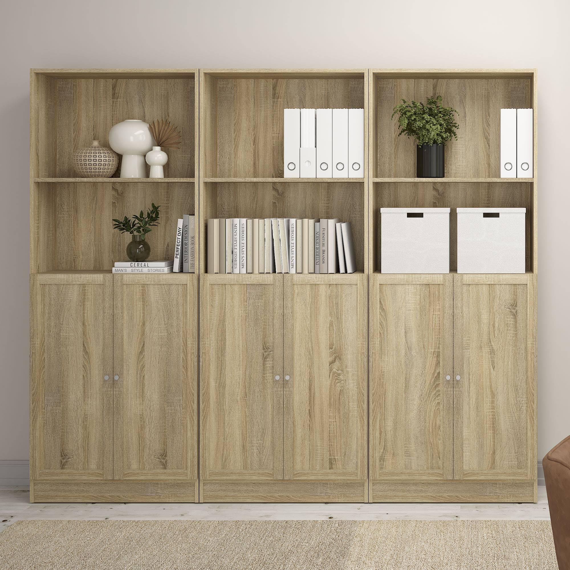 WELL HOME MOBILIARIO & DECORACIÓN Librería Estantería para Libros Turia con 4 estantes en Color Roble de 79 x 27 x 204 cm