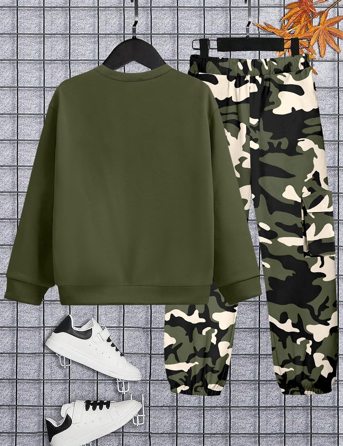 WIQI Boys Clothes 2 Piece Long Sleeve Pullover Sweatshirt and Camouflage Sweatpants Fall Winter Outfits Set 6-14Y - Image 6