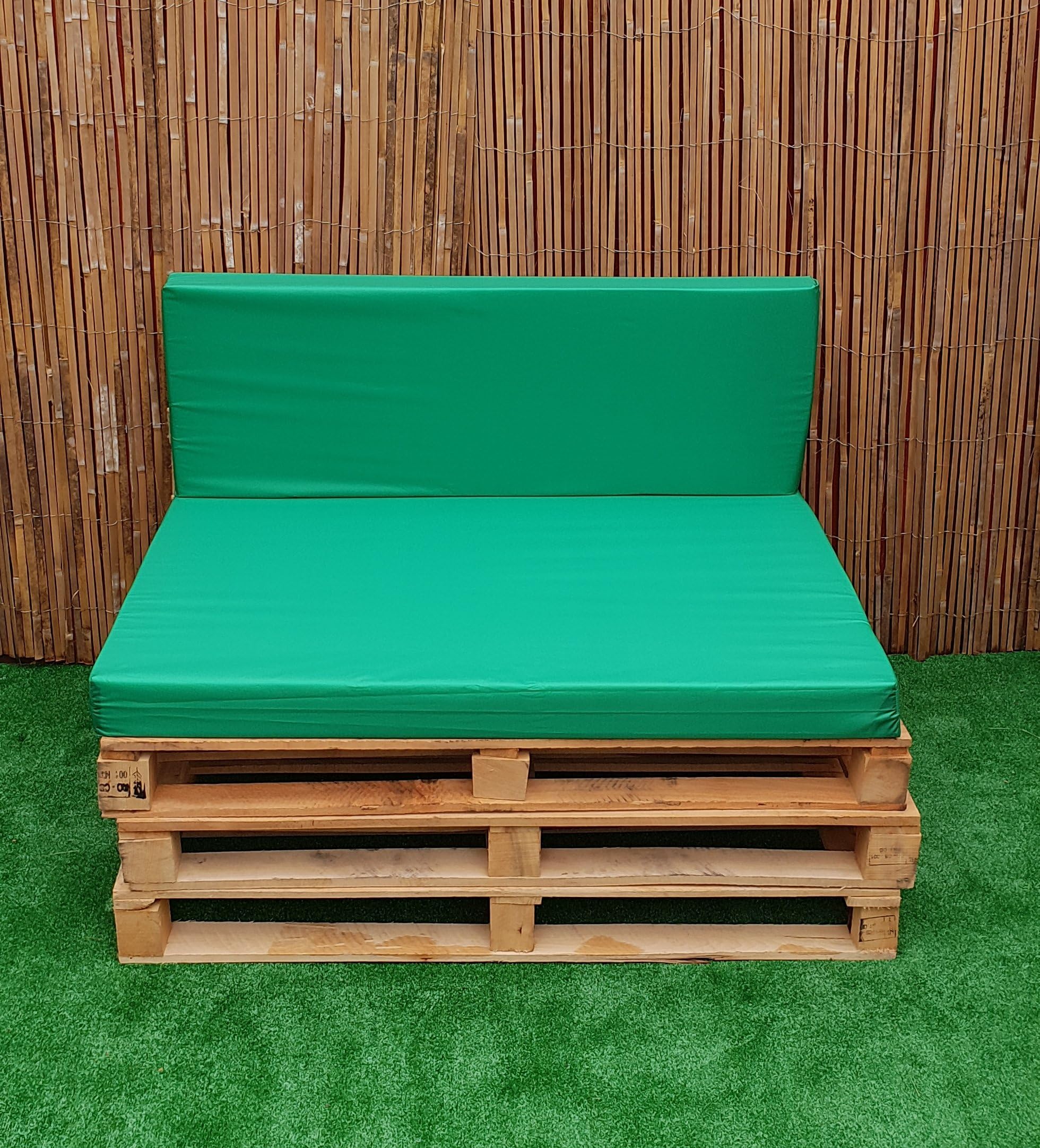 KosiPad Pallet Seating Garden Furniture HD Foam Cushions Water Resistant Covers UK Made to Fit Standard Euro Pallet (Green Back Only)