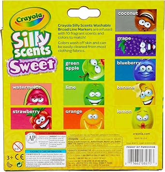 Crayola Silly Scents Scented Markers, Sweet Scented Art Supplies, Washable Markers, 10 Count, Gifts for Kids