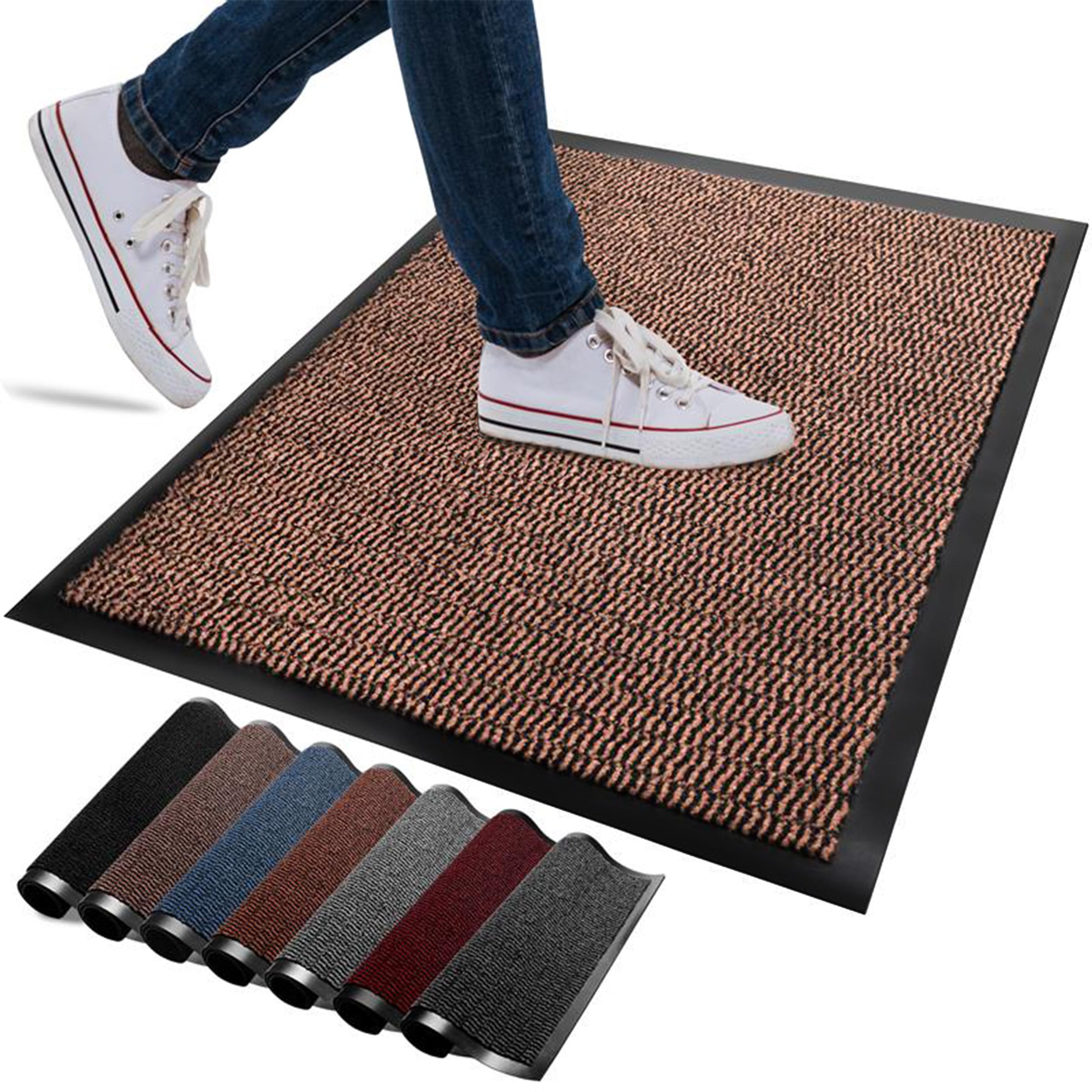FB FunkyBuys Washable Door Mats Indoor & Outdoor - Non-Slippery Heavy Duty Doormats Indoor - Highly Absorptive Rubber Door Mat - Perfect for Kitchen, Home and Hotel Entrance (Brown, 90x200 CM) โ image 1
