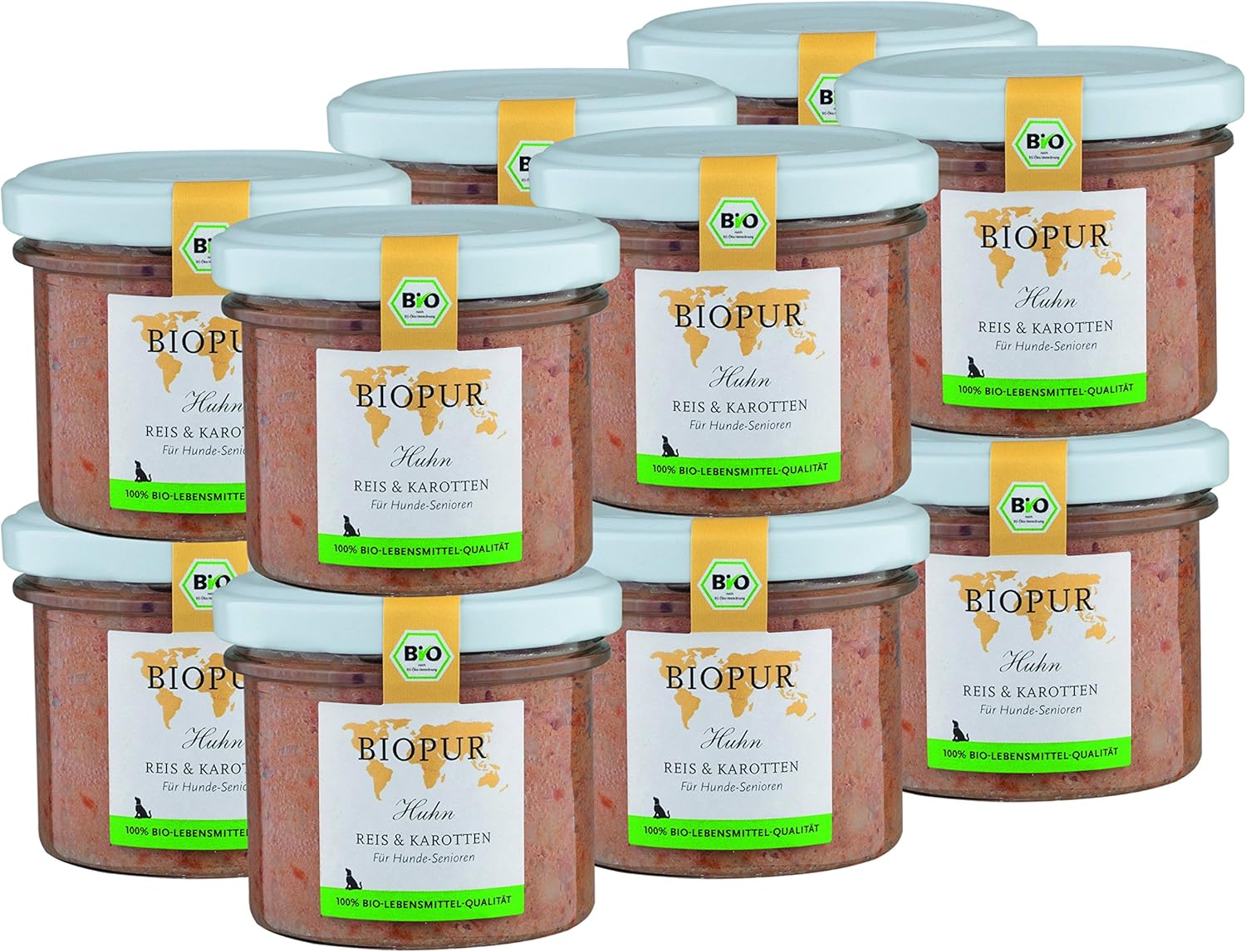 BIOPUR Tiernahrung Bio-Hundefutter Huhn, Reis & Karotten für Senioren 12 x 100 g BIOPUR Tiernahrung Bio-Hundefutter Huhn, Reis & Karotten für Senioren 12 x 100 g