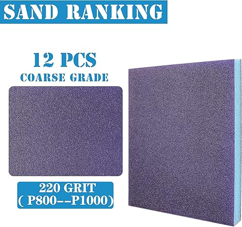 Miniatura 3 de 12 esponjas de lijado de grano 220, bloques de lijado lavables y reutilizables, esponja de papel de lija húmedo y seco para madera, metal, muebles,