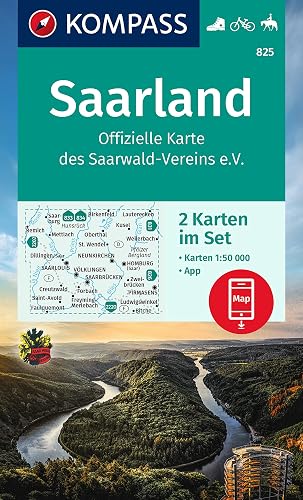 KOMPASS Wanderkarten-Set 825 Saarland, Offizielle Karte des Saarwald-Vereins e.V. (2 Karten) 1:50.000: inklusive Karte zur offline Verwendung in der KOMPASS-App. Fahrradfahren. Reiten.
