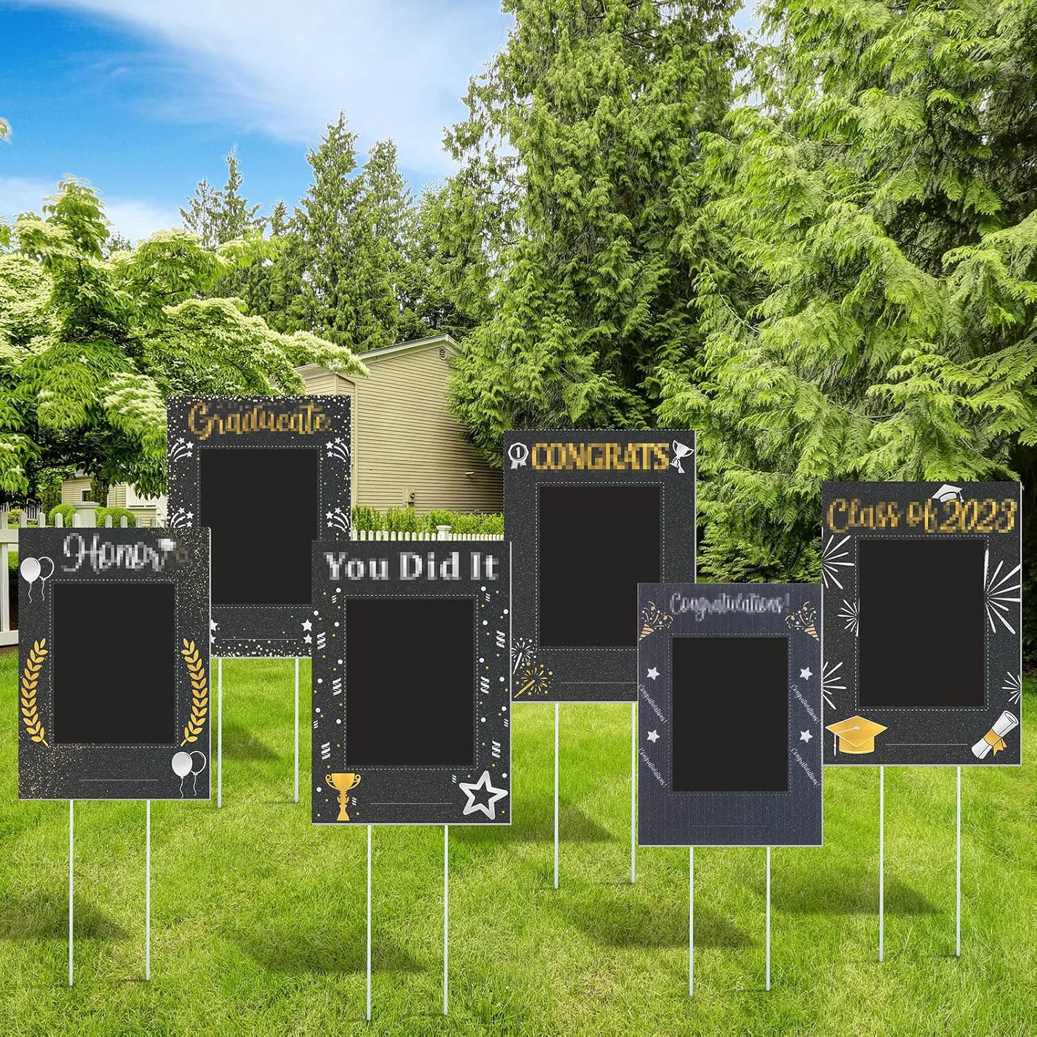 6 Pcs Graduation Photo Yard Signs Class of 2023 Grad Lawn