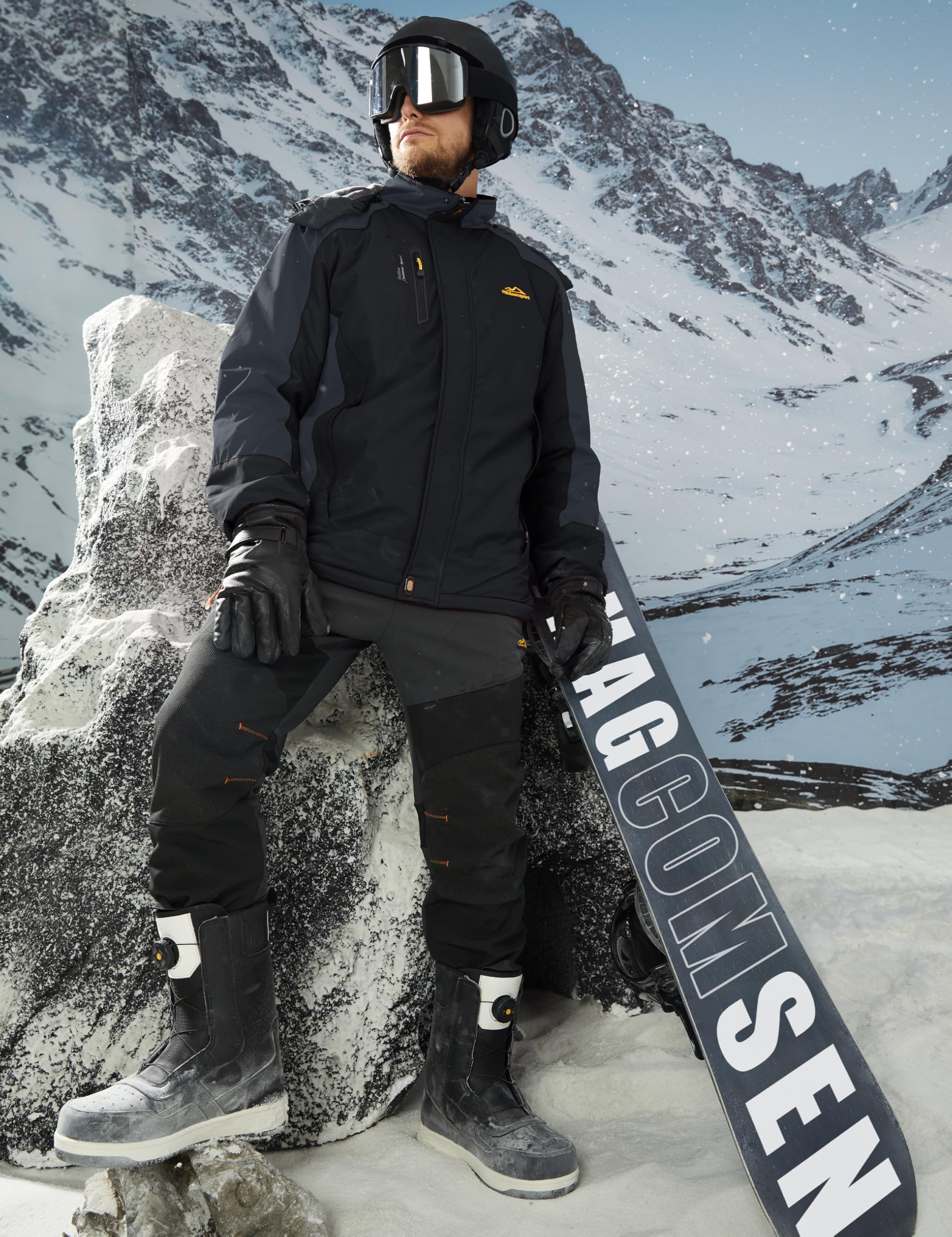 MAGCOMSEN Giacca Impermeabile Giacca da Sci Invernale da Uomo Foderata in Pile per Uomo Cold Mountain Cappotti
