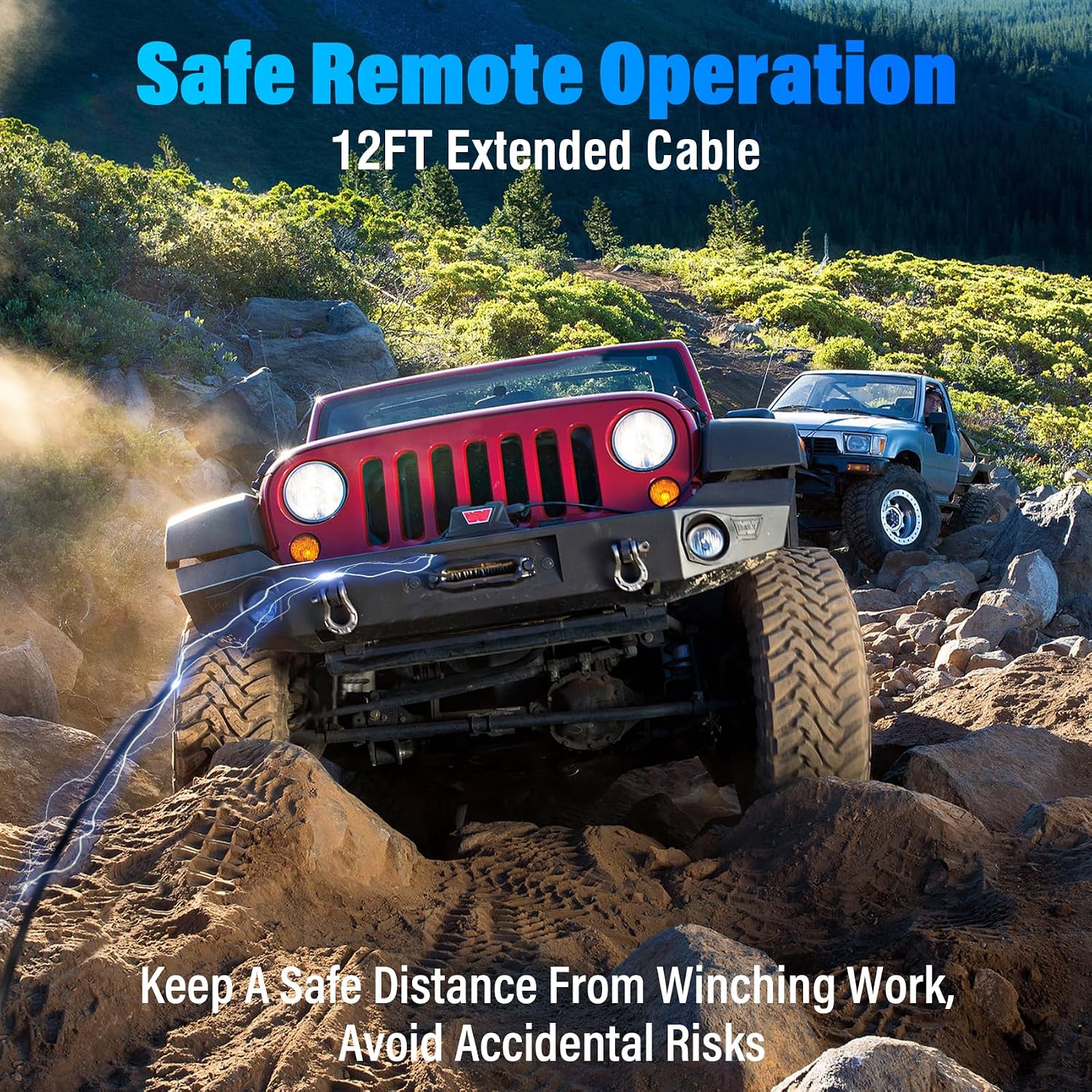 38626 Winch Remote Controller with 12ft Cord, Fits WARN CE M8000 & CE M8274 Winches, D-Shape Connector, Winch Remote Hand Held Controller Winch Remote Fits 3 & 5 Wire Plugs