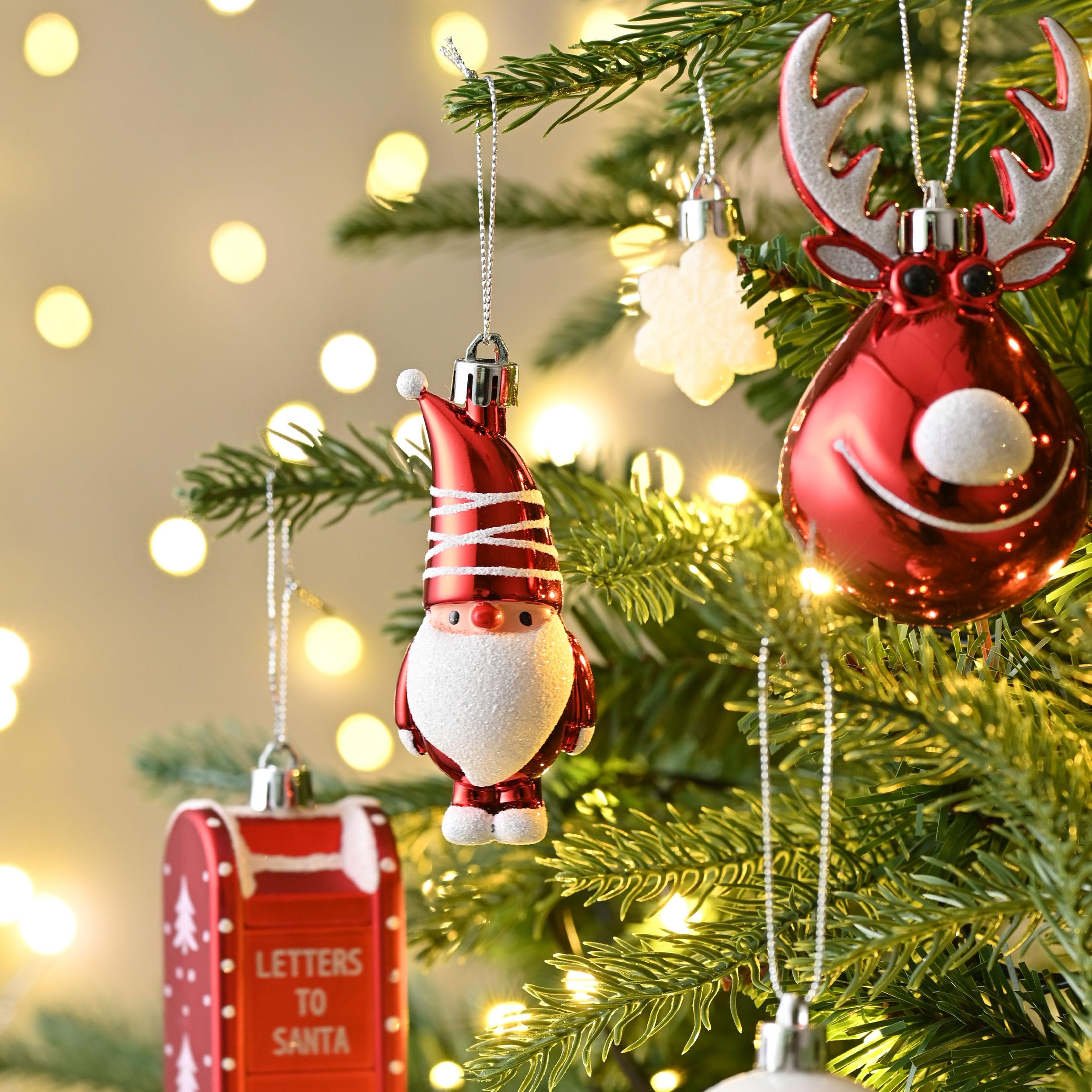 Victor's Workshop 100 Bolas de arbol de Navidad de plástico, Set Rojas y Blancas, Adornos para Decoracion Tematica