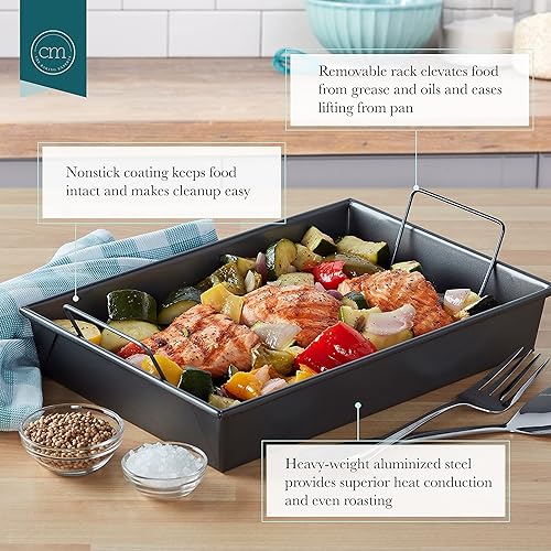 Miniatura 4 de Chicago Metallic juego de fuentes para horno poco profundas para galletas antiadherentes profesionales con charola para cocina de 13 in x 9 in