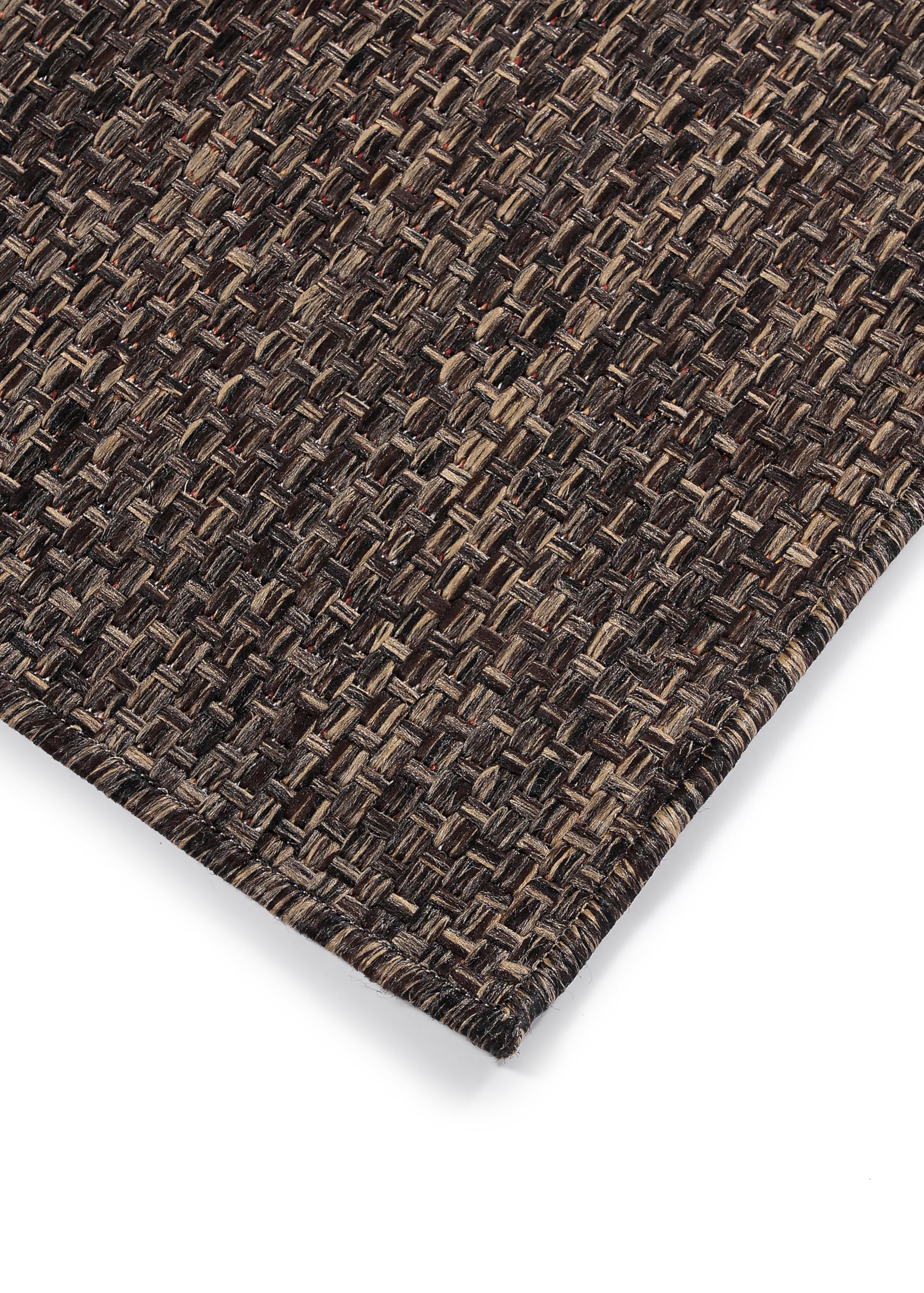 TAPISO Yucana Tappeto da Esterno a Tessitura Piatta Robusto Resistente ai Raggi UV Impermeabile Tappeto per Interni ed Esterni Balcone Terrazza Marrone Scuro Nero mélange 60 x 100 cm