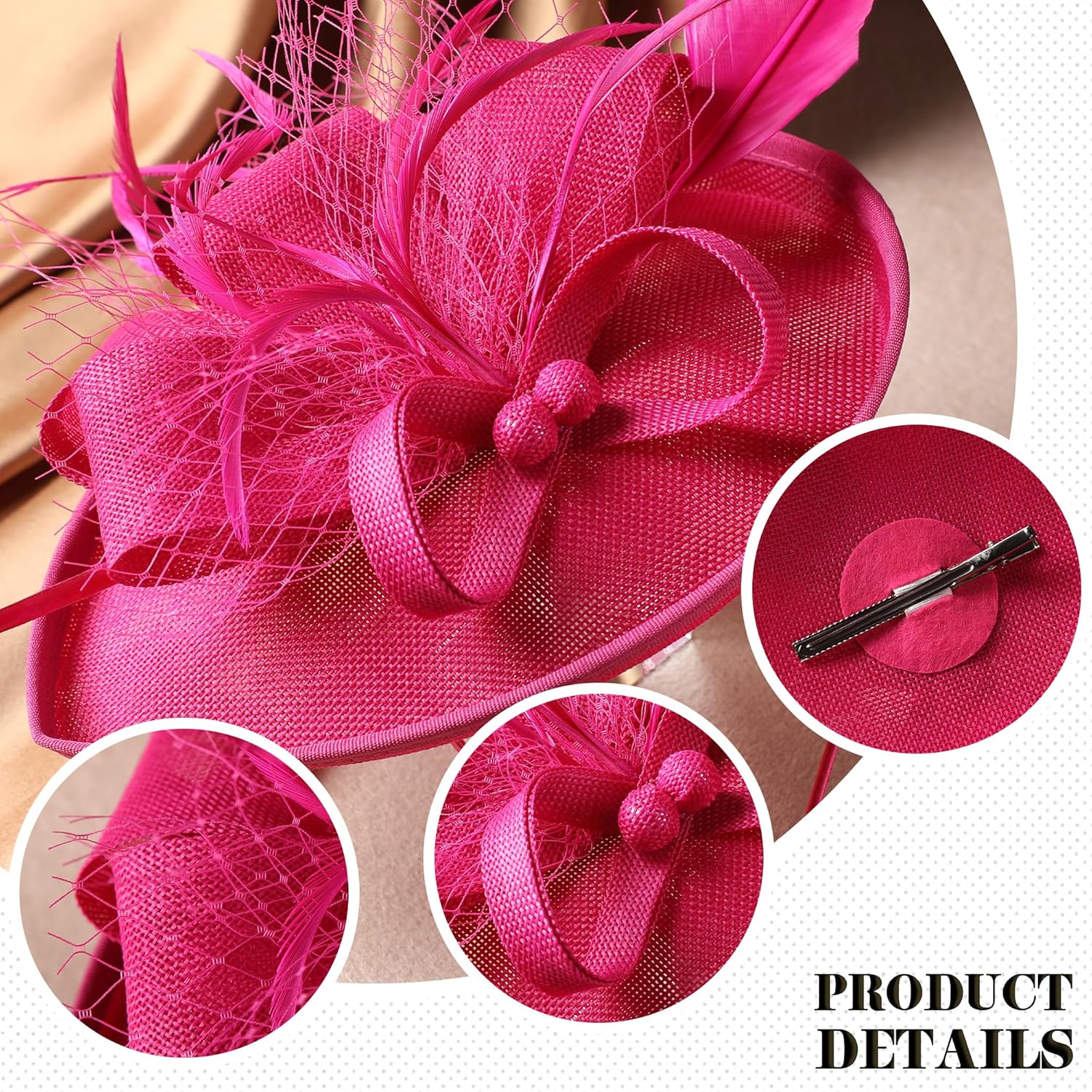 Kentucky Fascinators Hats for Women - Vintage Tea Party Outfit Headband Church Derby Hat for Women (9.64x7.87inch) - Image 5