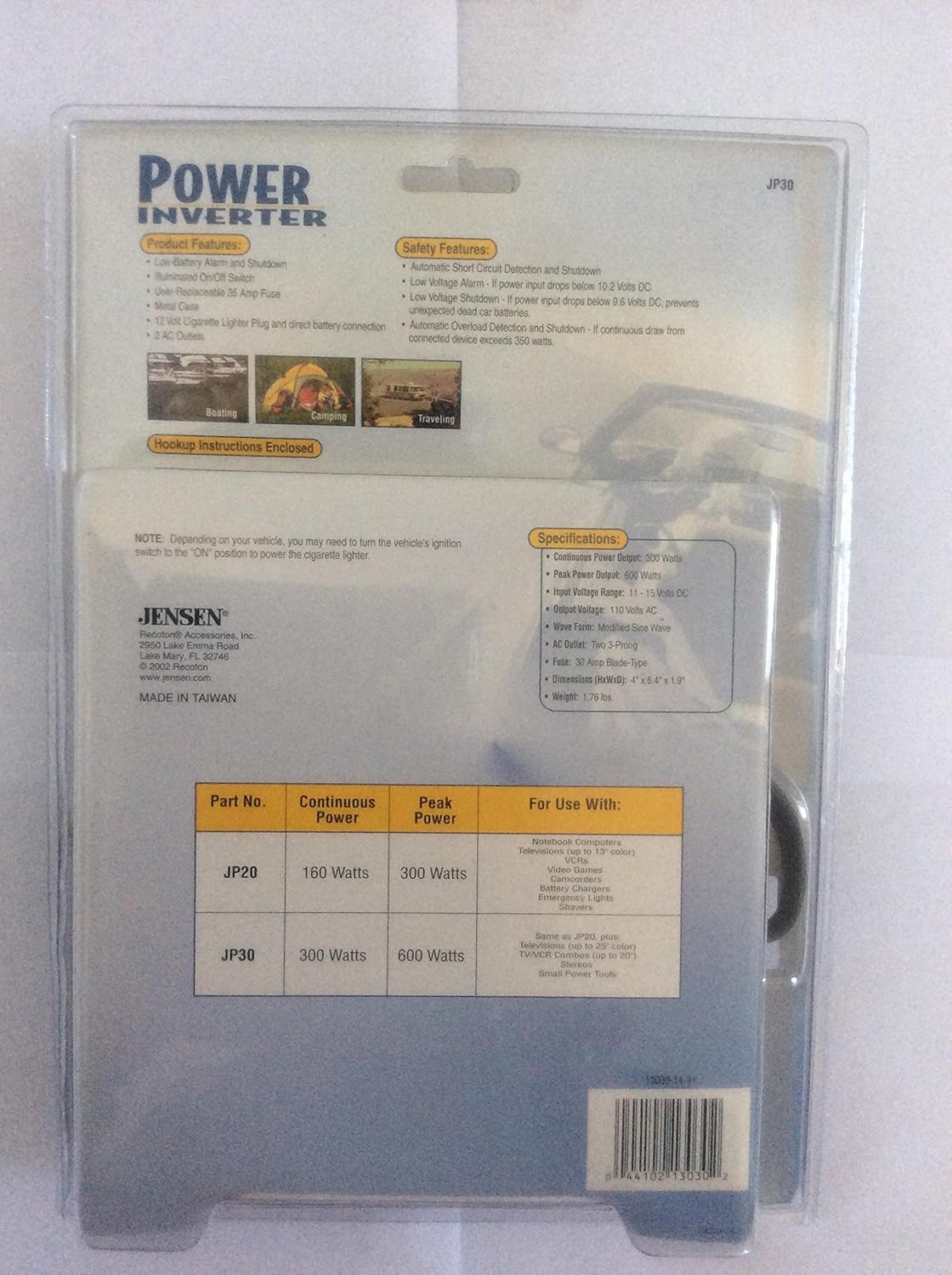 Jensen JP30 300 Watt Power Inverter