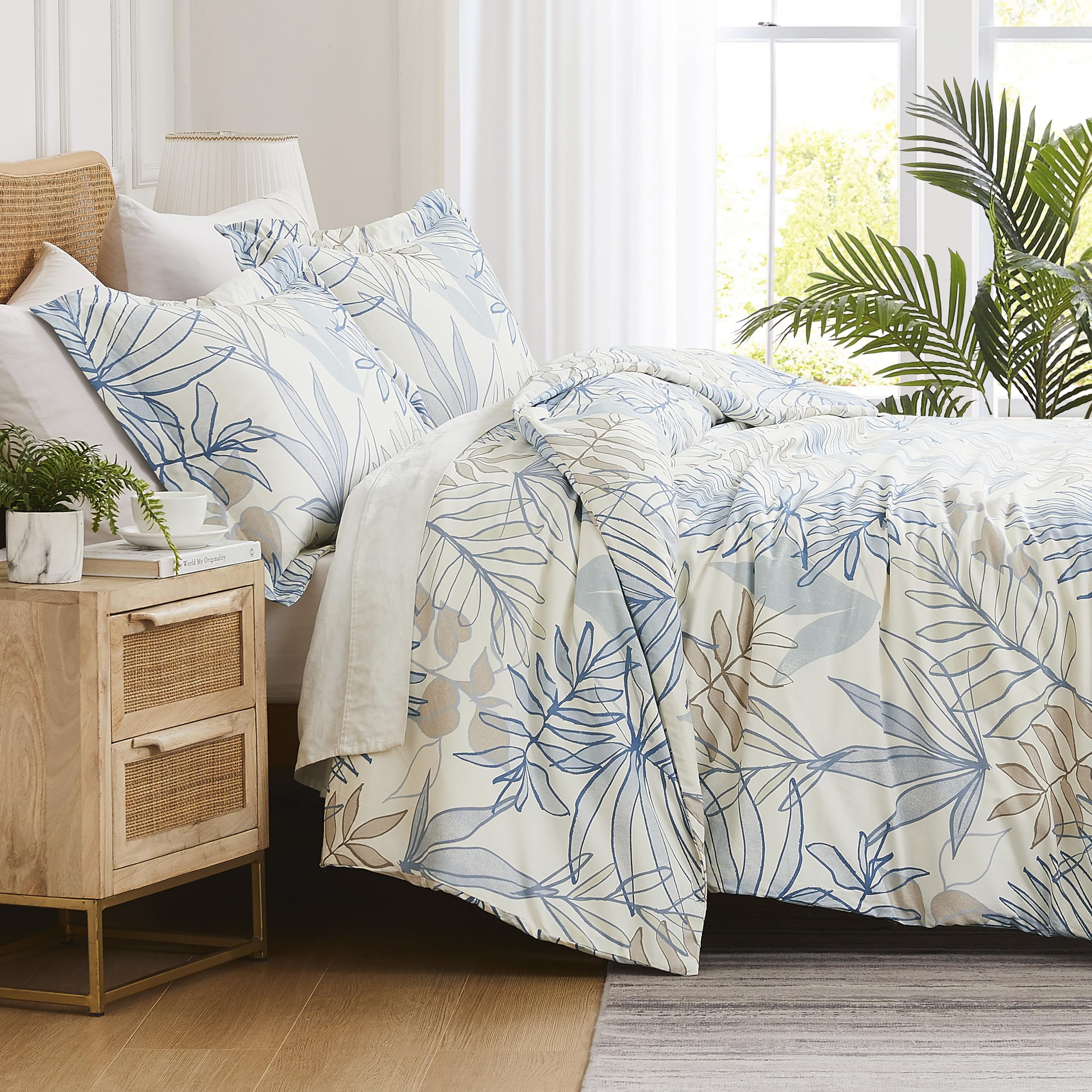 Copripiumino Southshore Bambù - Queen Size, 300 Fili, Set Con 2 Federe, Bianco