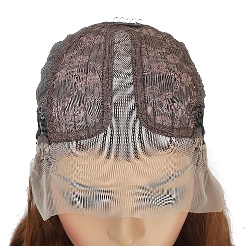 Miniatura 6 de Geoyern Peluca de cabello humano con encaje frontal marrón chocolate, pelucas de cabello humano ondulado de 13 x 1, peluca de cabello virgen de 180