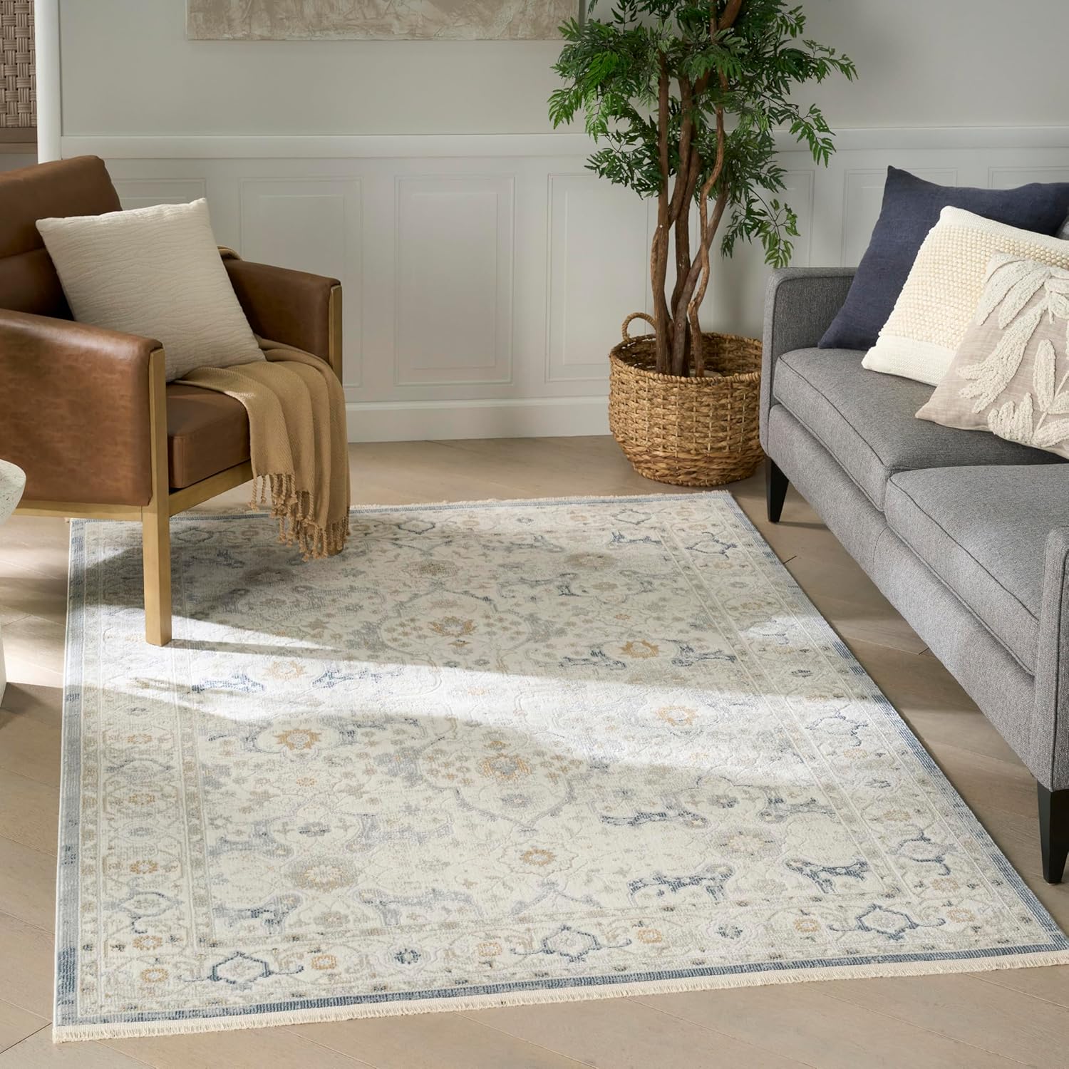 Nourison Home Pardis Light Blue 2' x 6' Area Rug - Easy Clean, Non Shedding, Bed Room, Living Room, Dining Room, Kitchen (6' Runner)