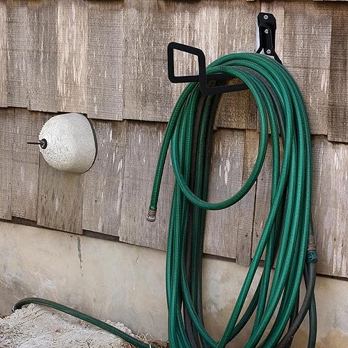 Miniatura 6 de PHYEX Paquete de 2 soportes de manguera montados en la pared, colgador de manguera de agua de jardín, soporte de manguera resistente para