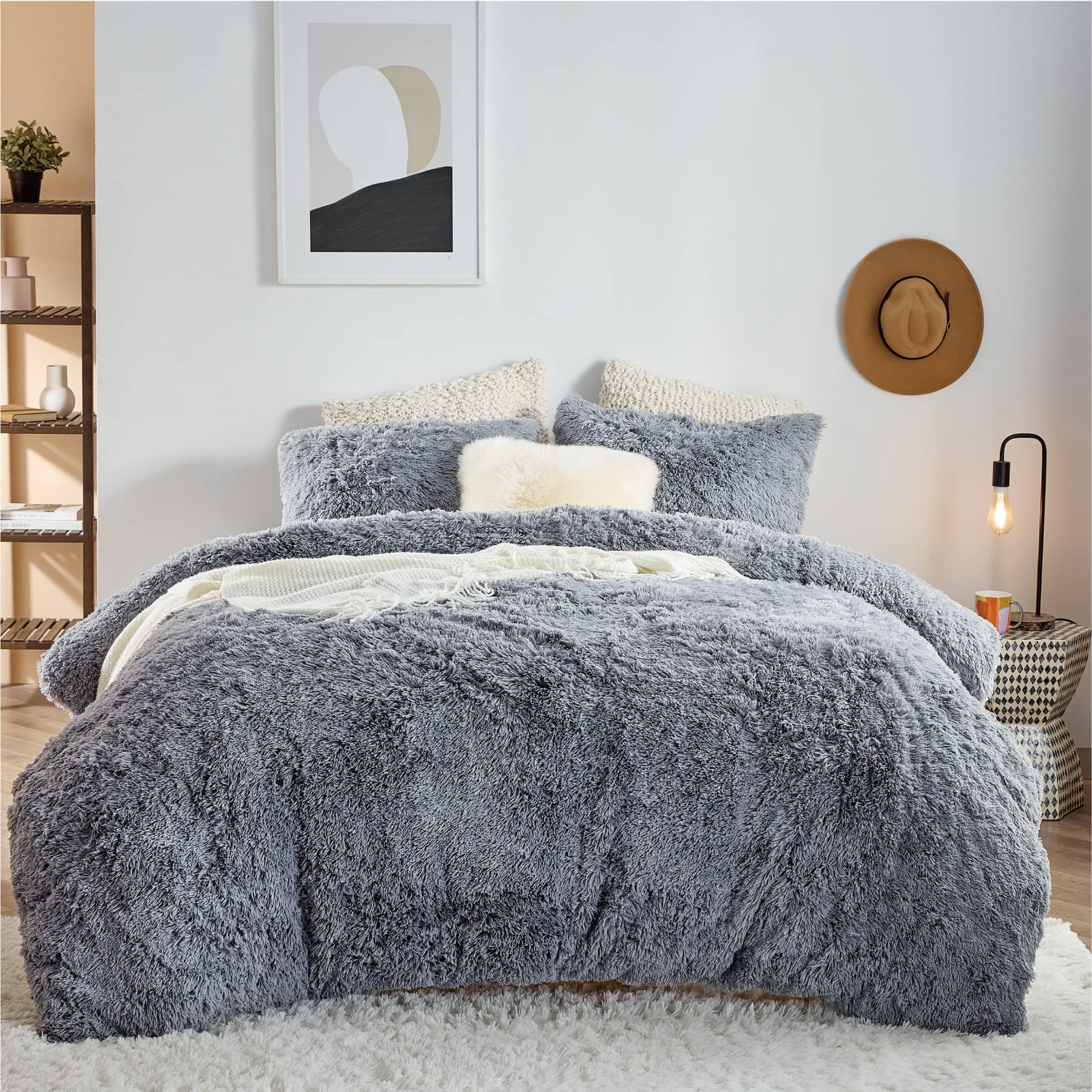 Faux Fur Fuzzy Duvet Cover Set 