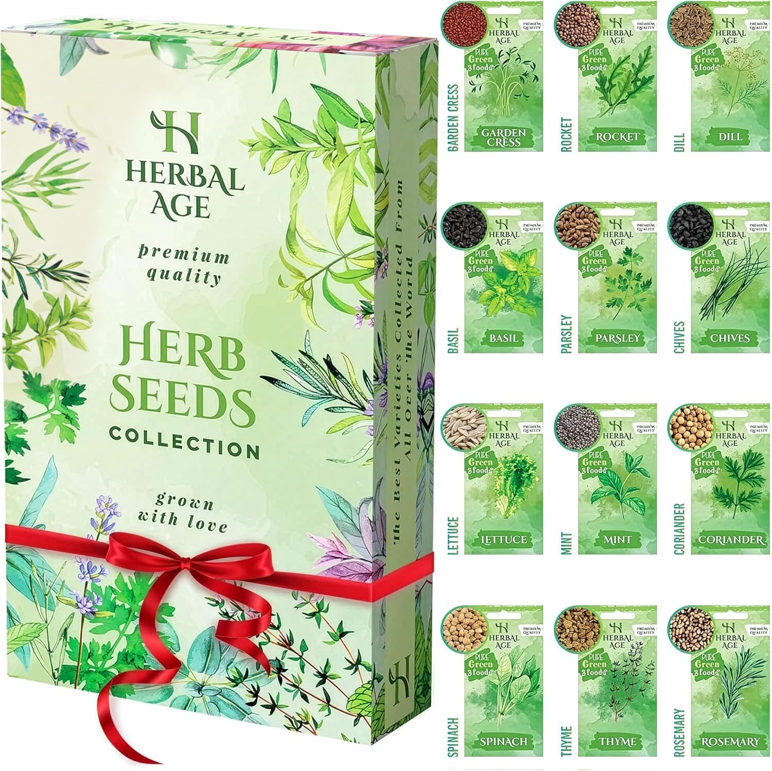 Herbal Age Grow Your Own Herb Garden Kit - 12 Variety Seed Collection with 8700+ Seeds for Indoor & Outdoor Growing