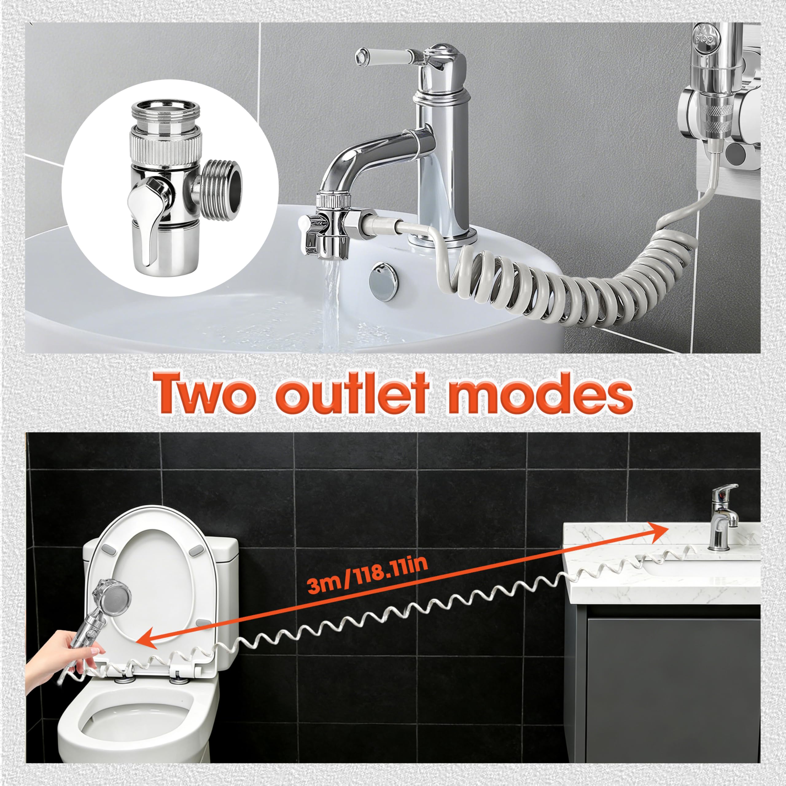 Cucina Doccetta Per Doccia，Con Tubo Retrattile 3M，Doccetta Per Lavandino,Facile Da Lnstallare, Set Doccetta Per Lavandino,Adatto Per Cucine, Bagni E Bagni Semicupi