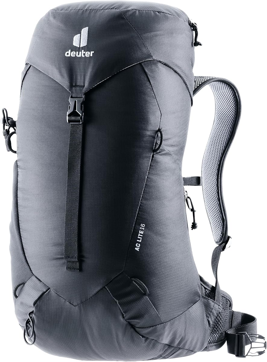 Mochila para senderismo y mochila AC Lite de 16 litros con estructura de acero y transpirabilidad superior - Negro