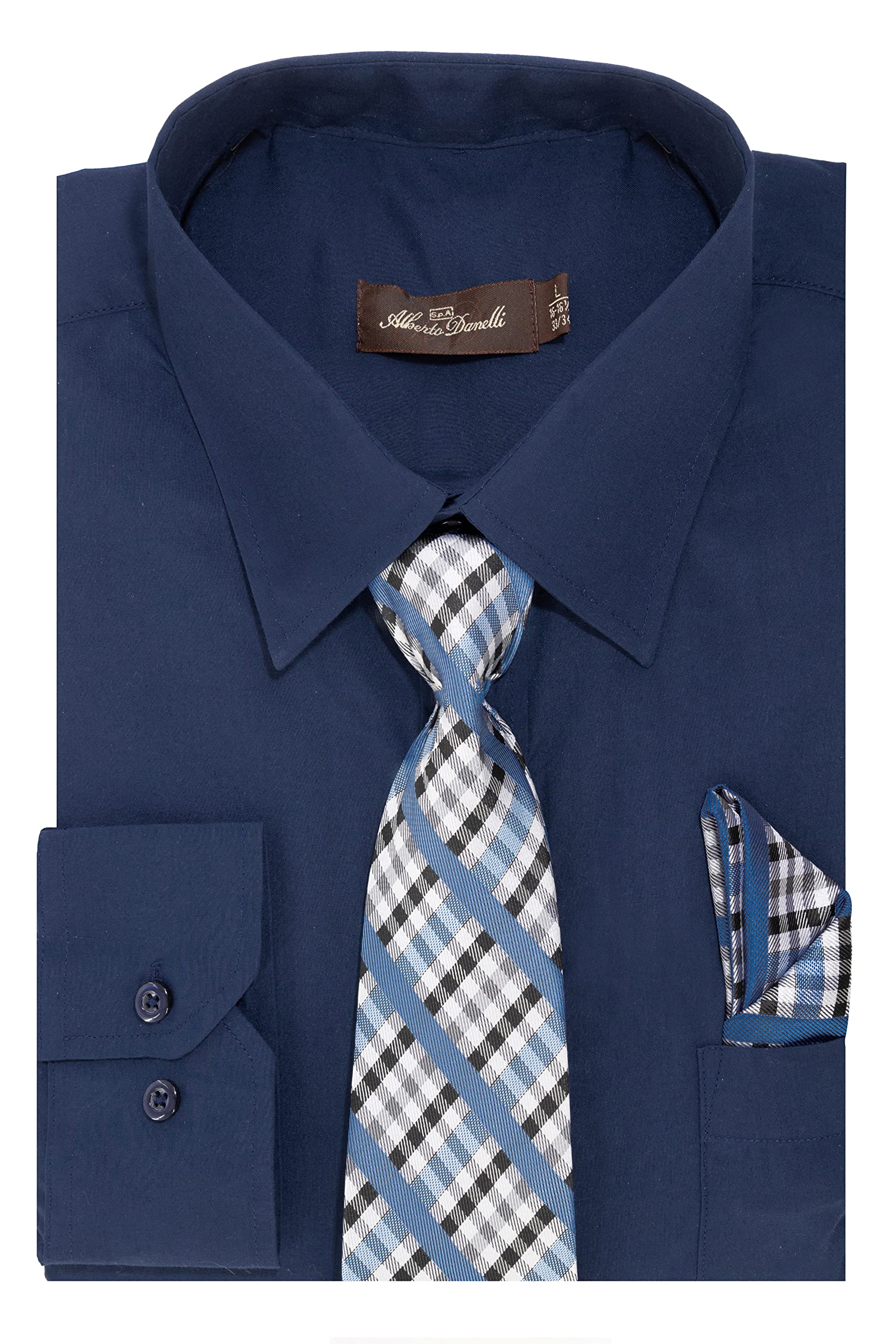 Alberto Danelli Mens Dress Shirt and Tie Set, Dress Shirts for Men, Long Sleeve Button Down, Big and Tall Sizes Up to 5XL