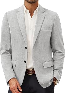 PJ PAUL JONES Men's Herringbone Blazer 2 Button Suit Jackets Casual Knit Sport Coat