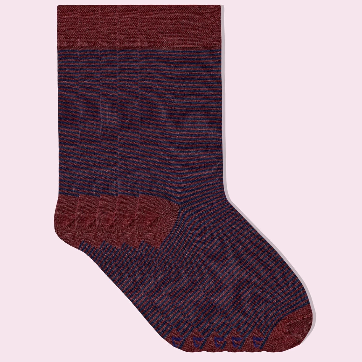 VRD Mens Dress Socks for Men, Bamboo Rayon 5-Pack, Striped Design Crew Length Mid-Calf Socks for Men Shoe Size 8-13 - Image 9