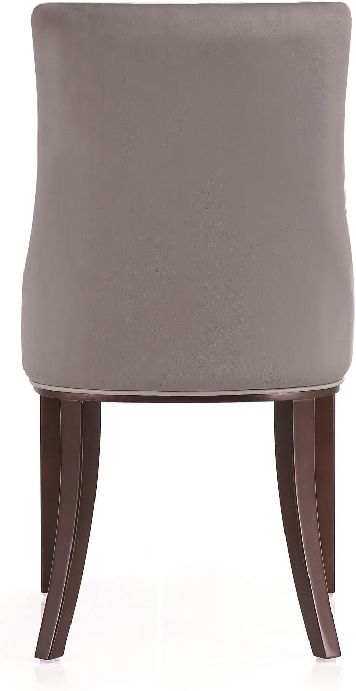 Manhattan Comfort Shubert Modern Velvet & Faux Leather Dining Chair, Dual Upholstery Design on Solid Beech Wood Frame, Accent Furniture for Kitchen or Office, Set of 2, Light Grey