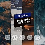 LinkMore XV13 64GB (2pack) MicroSD Carte mémoire, MicroSDXC A1 UHS-I U3 V30 Classe 10, Lire jusqu'à 95 MB/s, écrire jusqu'à 45 MB/s, SD Adaptateur inclus